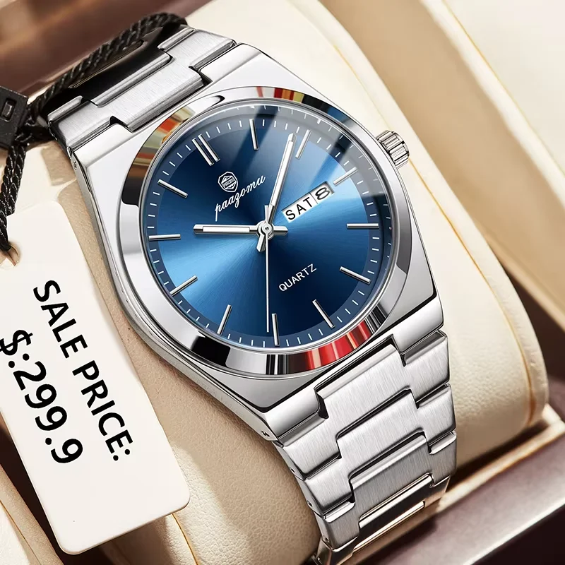Reloj de Lujo para Hombre Marca Paazomu, Relojes de para Estudiantes, Reloj de Cuarzo de Acero Inoxidable con Fecha para Hombres y Jóvenes, Reloj Hombre