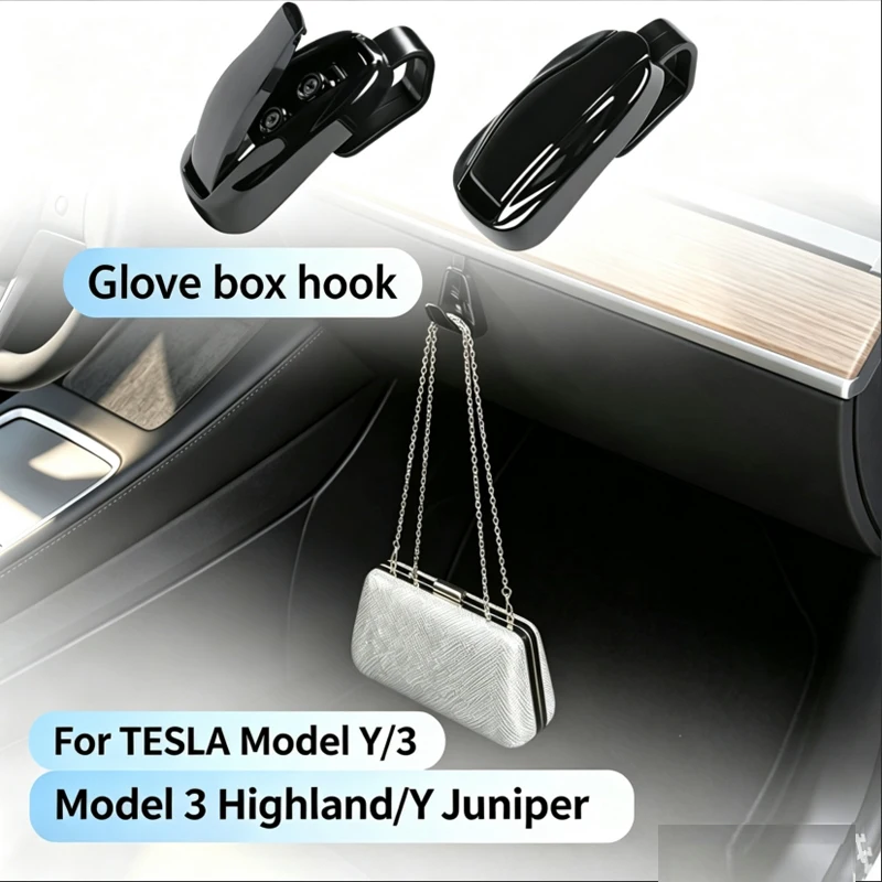 Pour les nouveaux modèles Tesla Model 3/Y/YL 6 places Highland Juniper, crochets de voiture pour boîte à gants, support de rangement en ABS, accessoires dédiés pour Tesla Model 3.