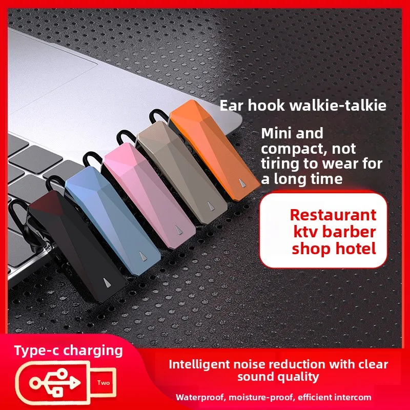 mini-908-wireless-bluetooth-two-way-radio-ear-hook-walkie-talkie-intercom-type-c-charging-function-earphone