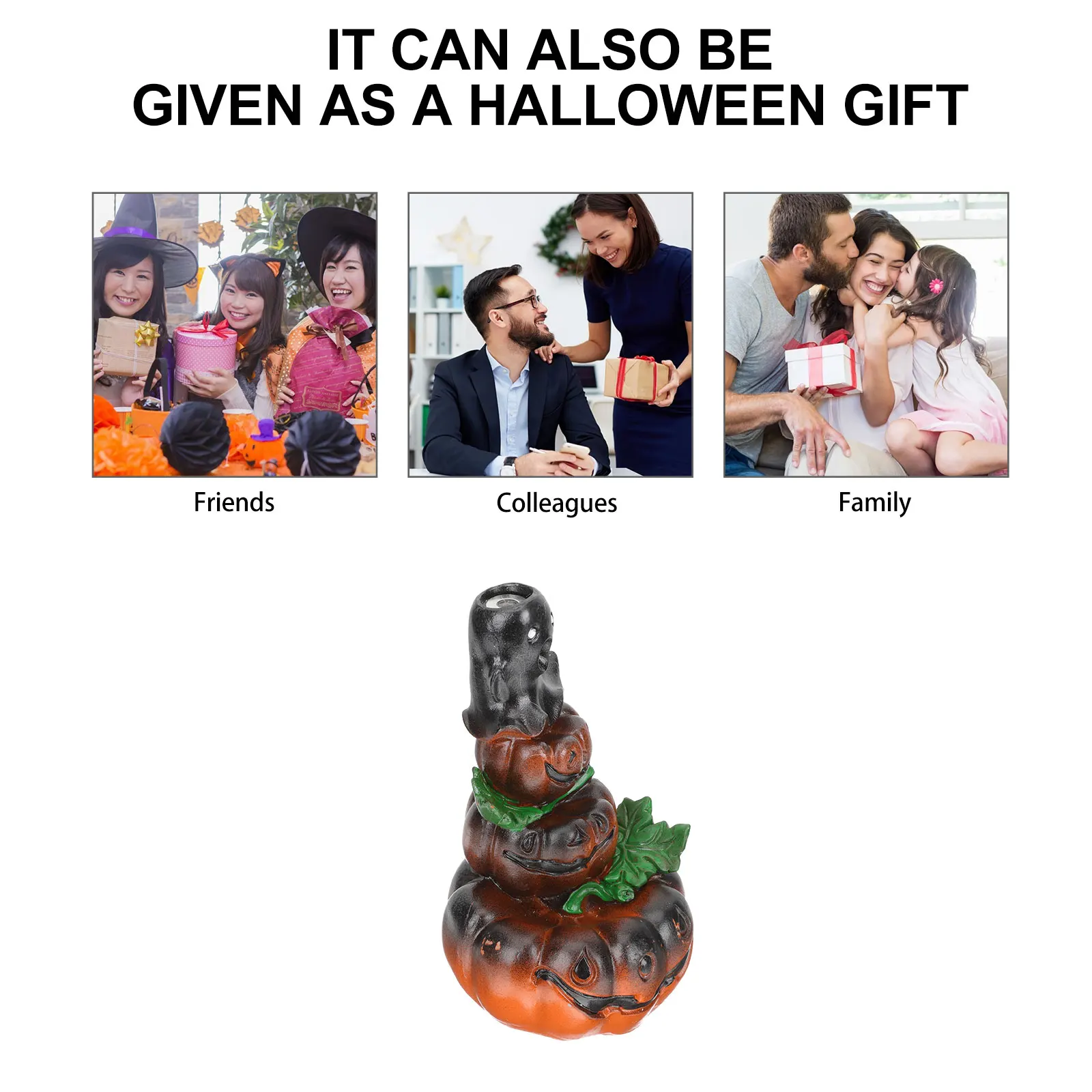 

Halloween Pumpkin Backflow Incense Burner Resin Censer Desktop Decor Aromatherapy Holder Office Meditation Room Decor