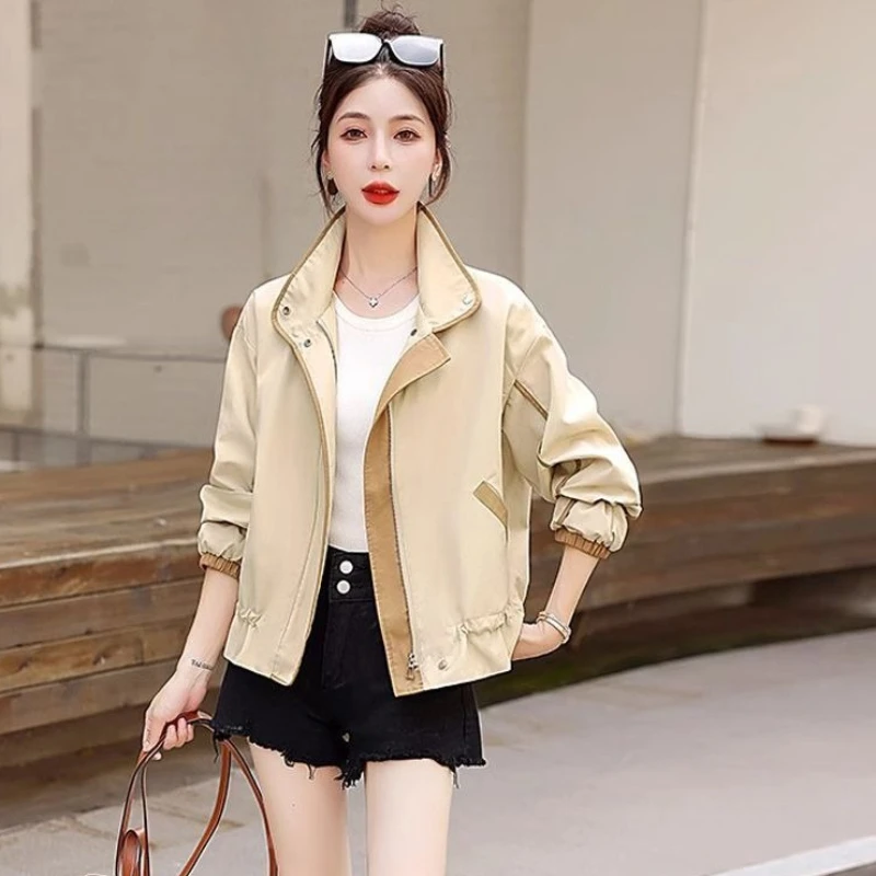 

​Breathable Color Blocked Blazer Jacket for Women 2025 Spring Summer Loose Collared Outerwear​