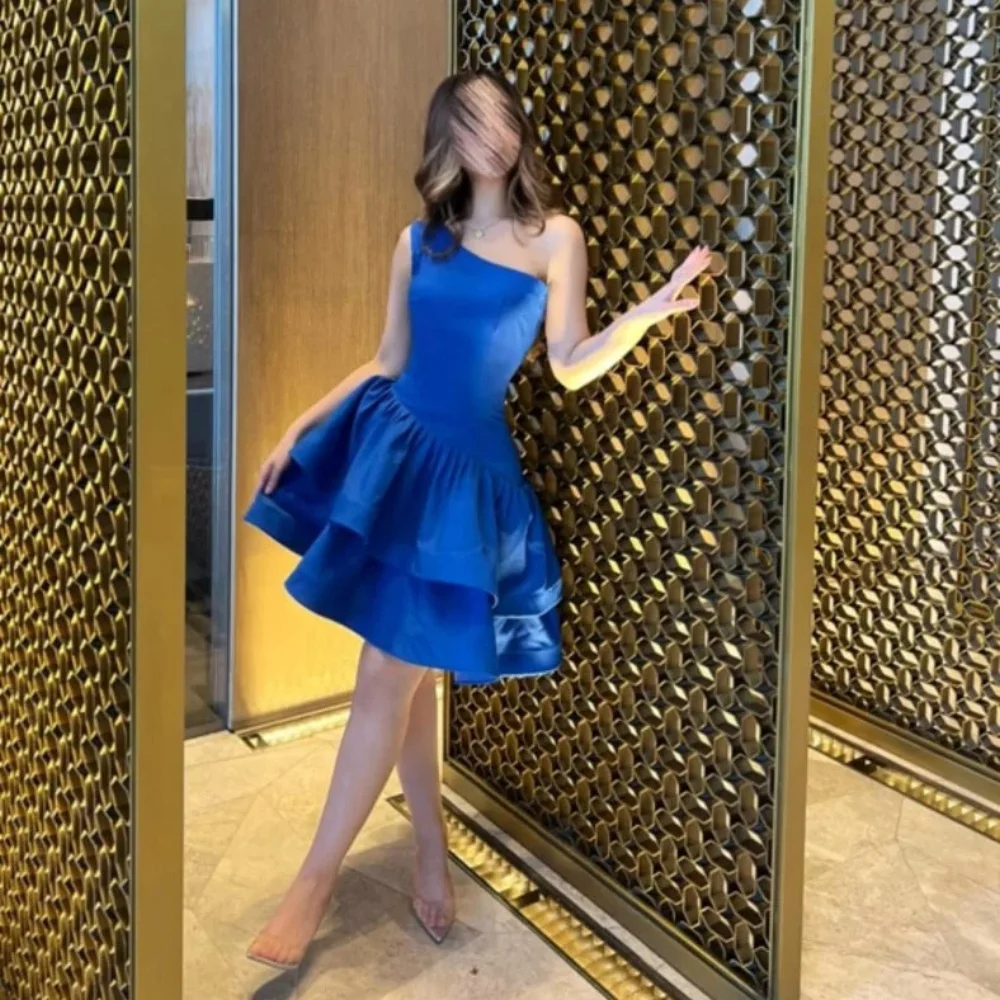 Maßgeschneidertes One-Shoulder-Abendkleid, wunderschöne kurze Ballkleider, gerüscht, für formelle Anlässe, sexy Rüschen, Partykleid, Robe Soiree