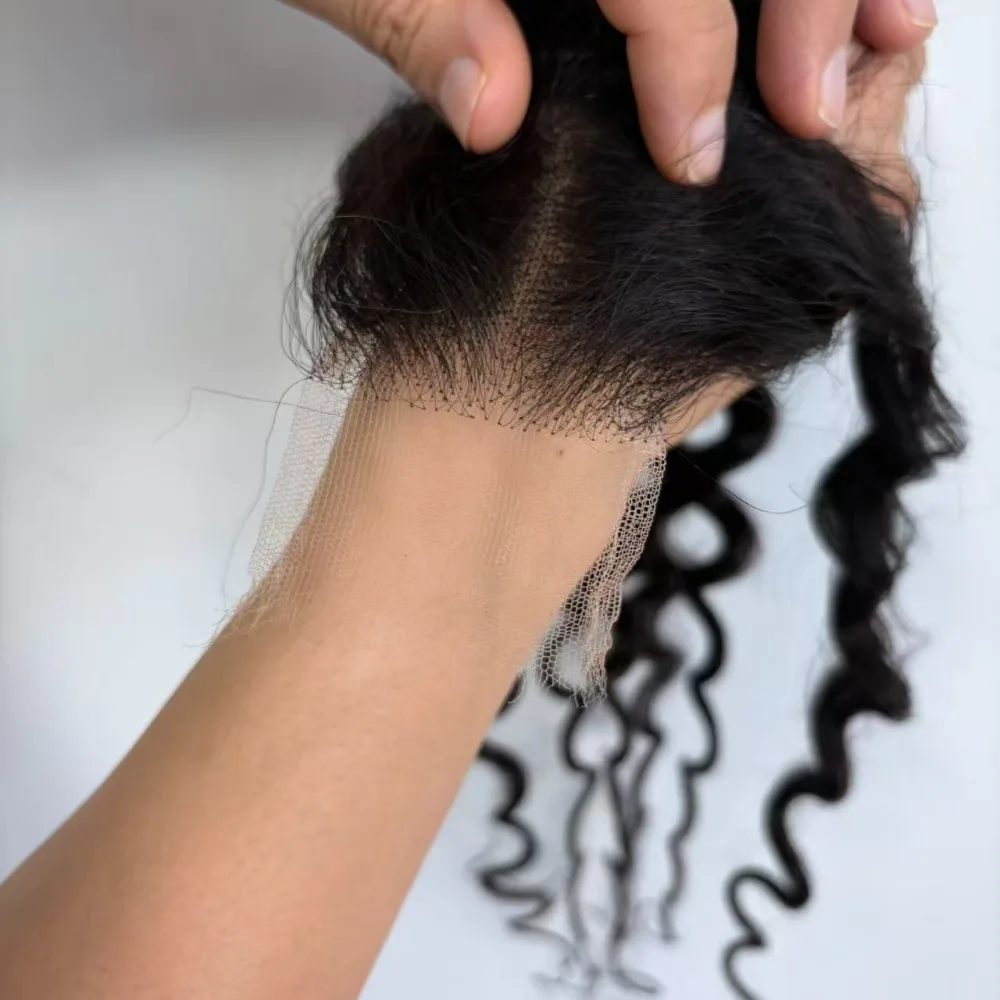 HD 2x6 Lace Closure, Naturfarben, burmesisches gelocktes Echthaar, brasilianisches Virgin Remy Haar, vorgezupft, Babyhaar, kein Haarausfall, keine Verfilzungen – Detail 3