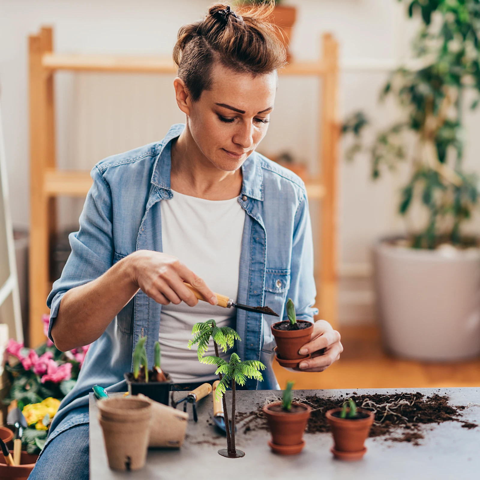 

3Pcs Creative Plastic Coconut Palm Tree Miniatures for DIY Fairy Garden Terrarium Mini Landscape Decor Bonsai Tropical Scene