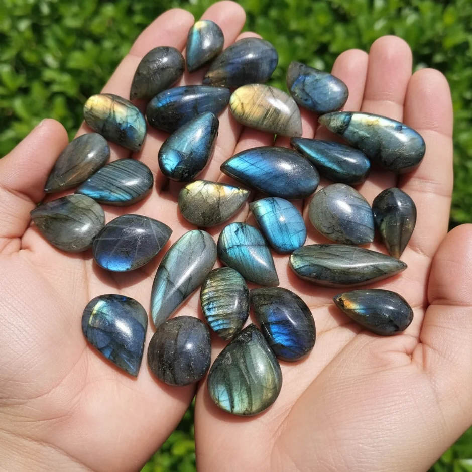 Labradorite Pear Cabochons Gemstone Lot, Natural Labradorite Pear Gemstone For Jewellery Making, Semi Precious Gemstone.