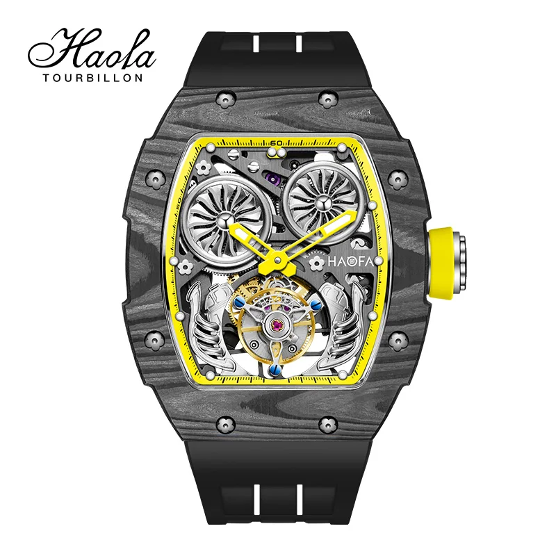 

Мужские часы Haofa Tourbillon с автоматическим механизмом, механические турбийоны, мужские часы с турбийоном, спортивный скелетон 1922