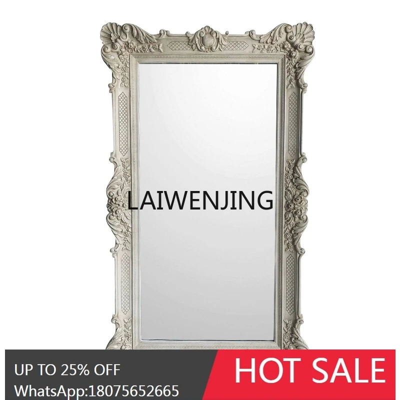 

MJY European large mirror retro carved full-body mirror handmade custom living room floor-to-ceiling full-length mirror