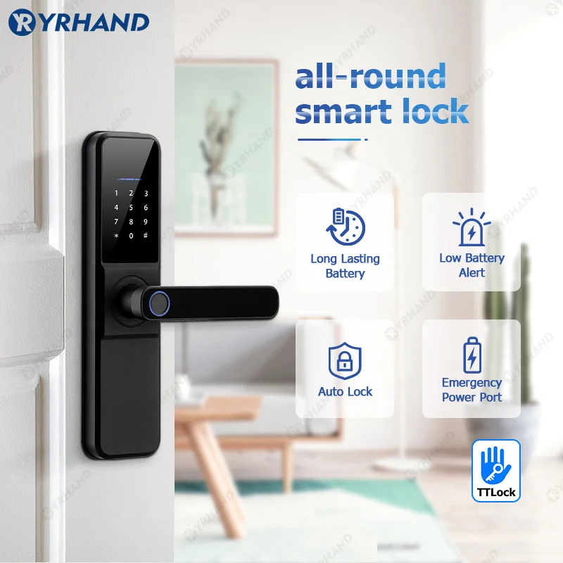 Tuya wifi fechadura eletronica digital Ttlock APP Remote With Aleax Google home Waterpoof Fingerprint Smart Door Lock for home