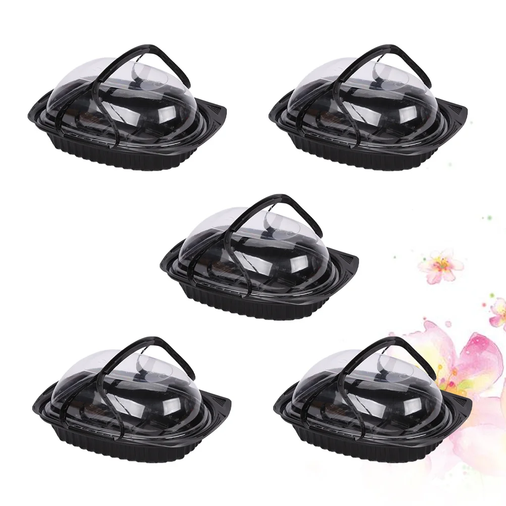 

5pcs Handheld Food Containers Disposable Meal Prep Boxes For Camping Travel Lunch Storage Leakproof Handle 85°C Heat Resistant