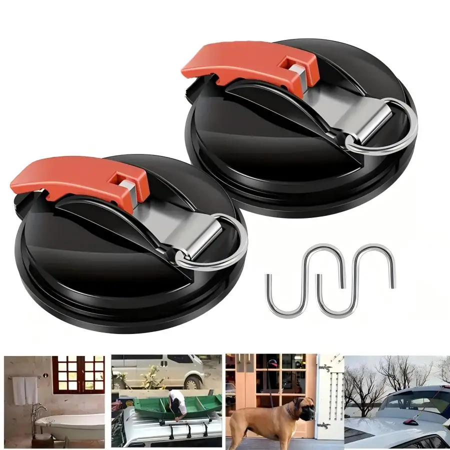 

1/2/3pcs Heavy-Duty Suction Cup Car Hooks - Strong,Multi-Function Car Mount & Camping Tarp Accessories with Securing Hooks