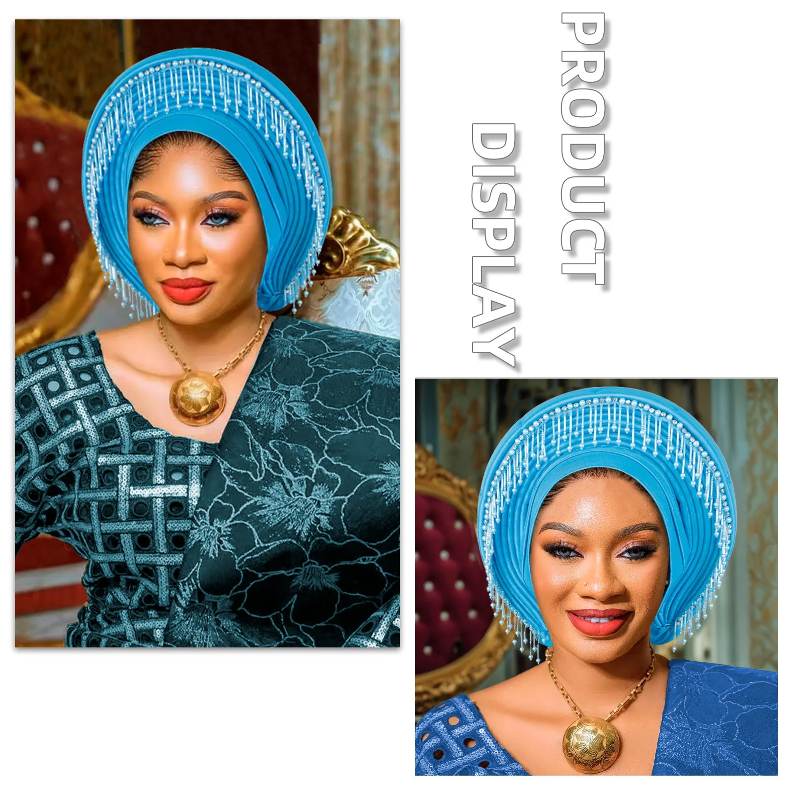 

Nigeria Glitter Turban Cap for Women Muslim Headscarf Hat Turbante Bonnet African Headpiece Auto Gele Nigeria Wedding Head Wrap