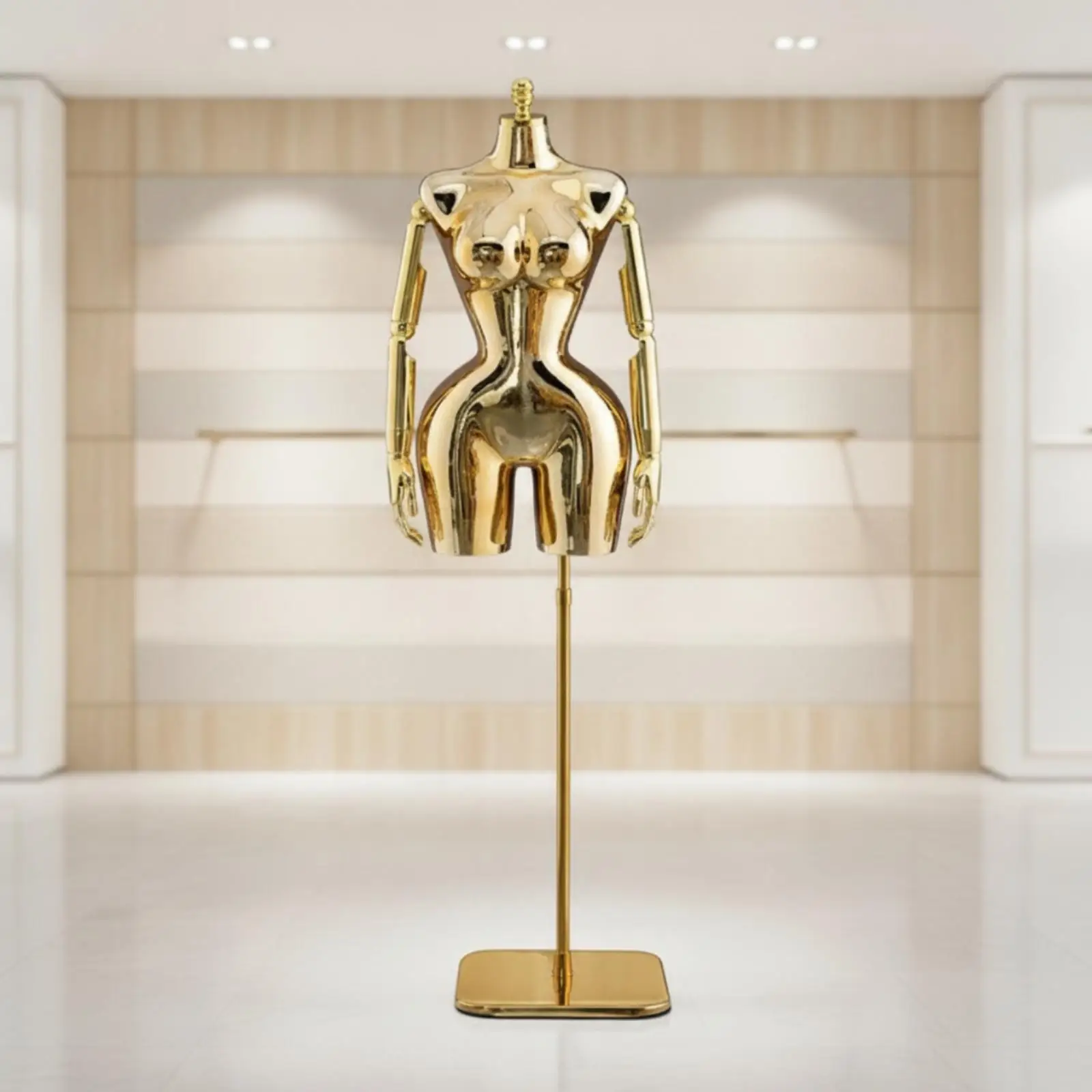Half-Body Mannequin with Arms Reflective Half Ladies' Form Dress Form Standard Size Freestanding Dress Form with Base for