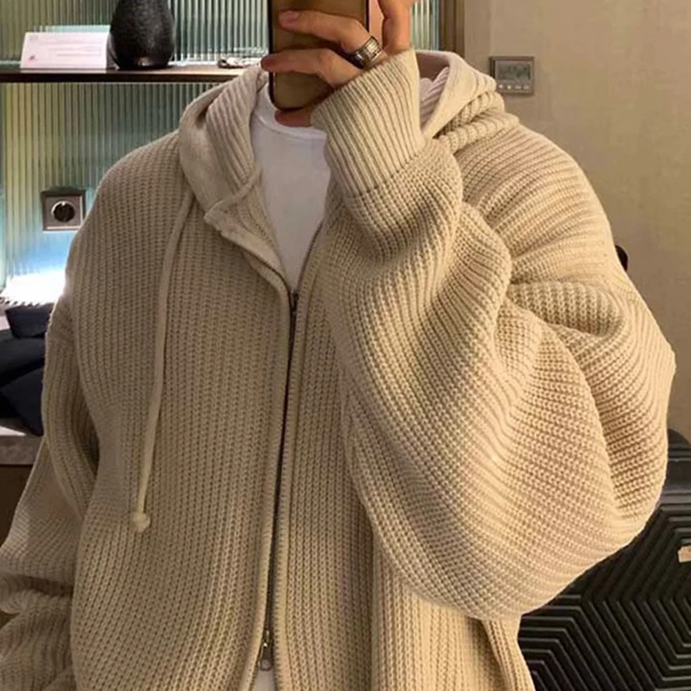 Uomo autunno quotidiano casual addensare maglioni lavorati a maglia con cappuccio felpe con cappuccio a maniche lunghe cardigan vintage moda