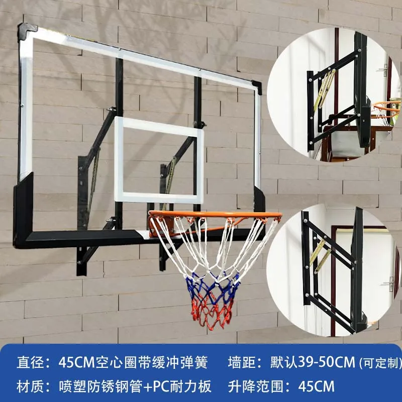 Ring Basket Indoor-Outdoor dengan Pengangkat Dorong Manual & Papan Kaca