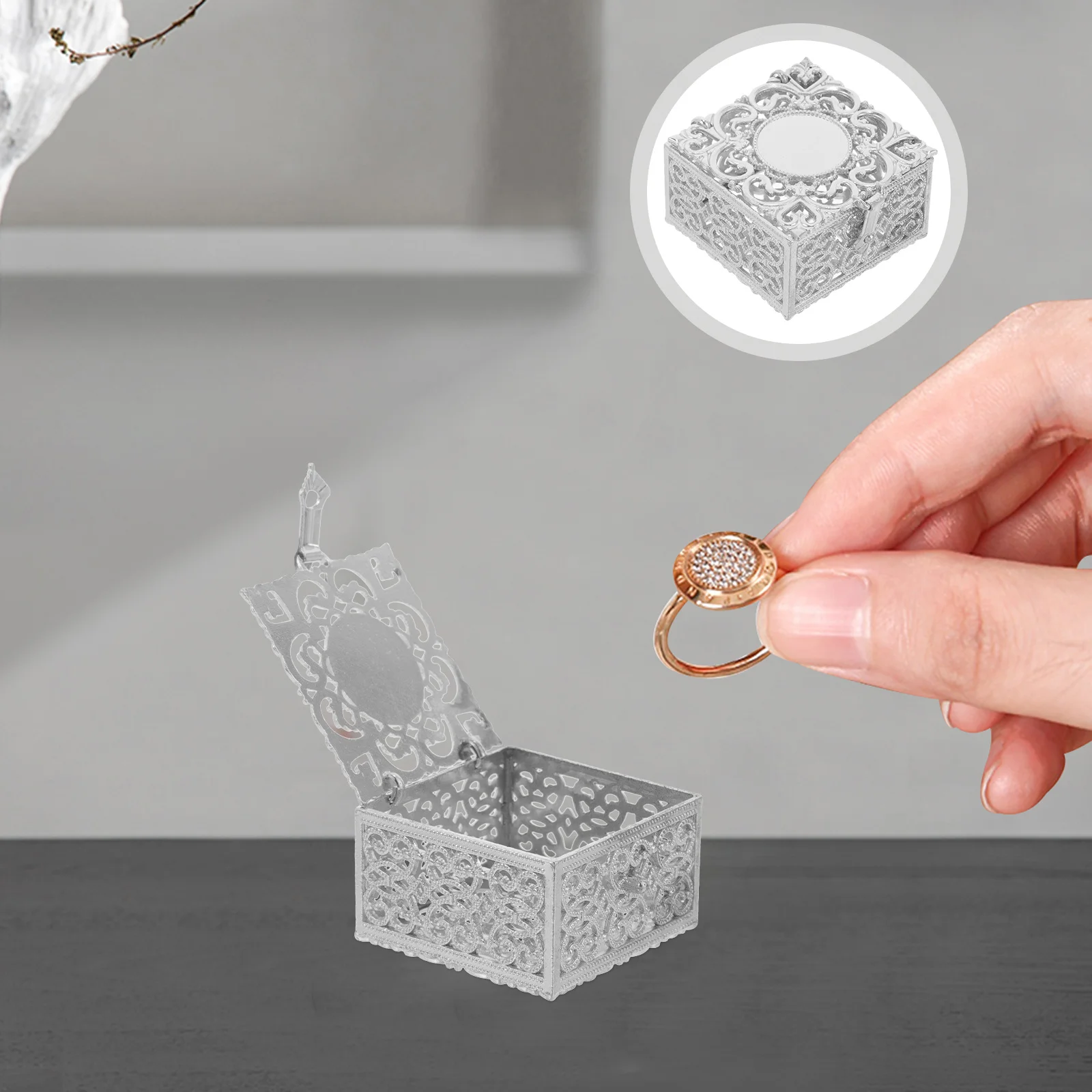 

Металлическая подарочная коробка, винтажная шкатулка для драгоценностей из цинкового сплава для ожерелья, колец, сережек, органайзер для хранения, декоративный контейнер