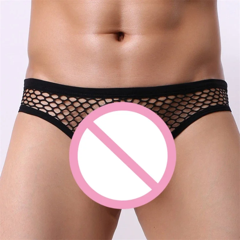 الرجال شبكة كبيرة تنفس ملخصات منخفضة الخصر منظور مثير سراويل مثير سيسي سراويل للرجال الإباحية Dessous الملابس الداخلية مثير