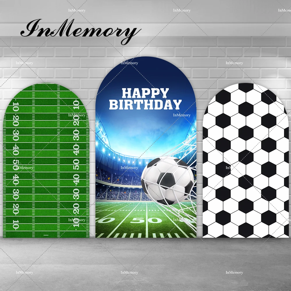 Boys Football Sports Theme Arch Backdrop Cover Soccer Field Kids Birthday Party Photography Backgrounds Photo Studio Kits