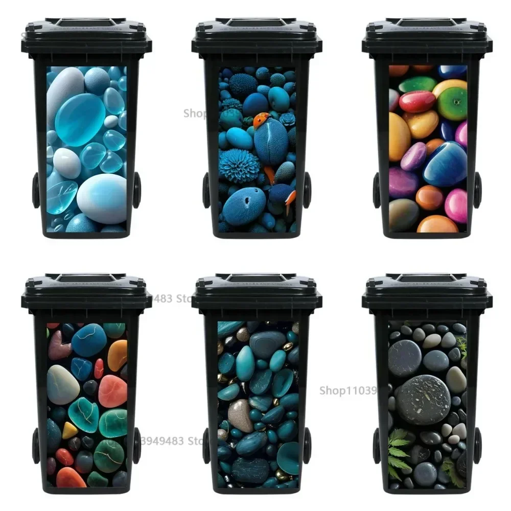 Cobblestone Garbage Can Mural Self-adhesive Waterproof Stickers for Trash Can Renovation Cover Decals Mural for Kitchen Decor