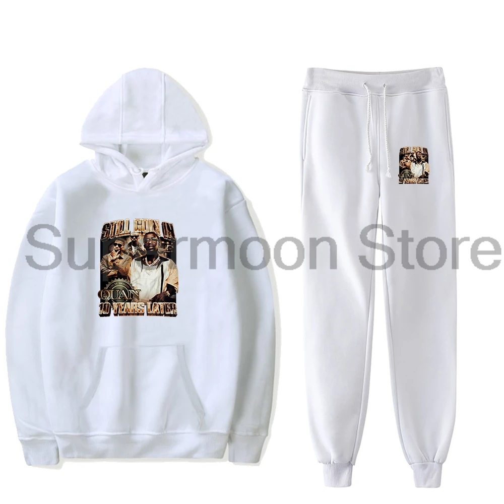 Rapper Rich Homie Quan Rip Vintage Hoodie Jogger Pants Two Piece Set Sweatshirts+Sweatpants Women Men's Set