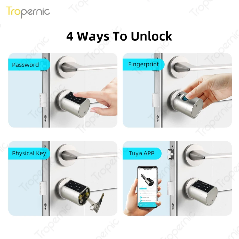 Imagem -04 - Dupla Face Ajustável Tuya App Cilindro de Impressão Digital Eletrônico Smart Door Lock Código Digital do Teclado Keyless Cilindro Locks