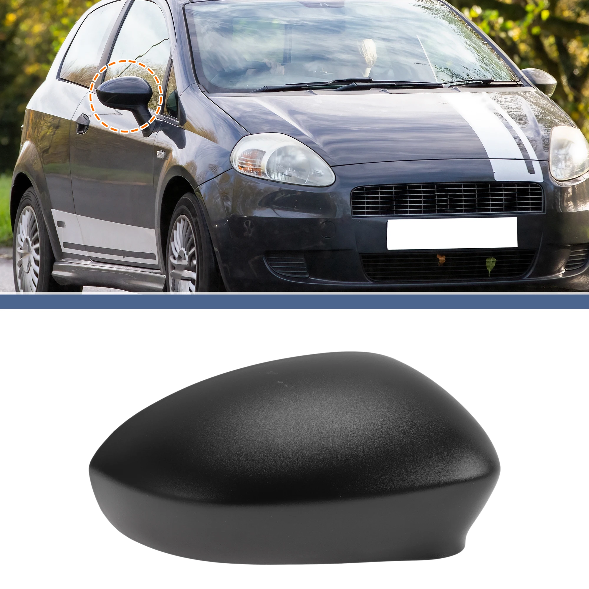 

UXCELL Right Passenger Side Mirror Cover Cap Replacement Black for FIAT GRANDE PUNTO