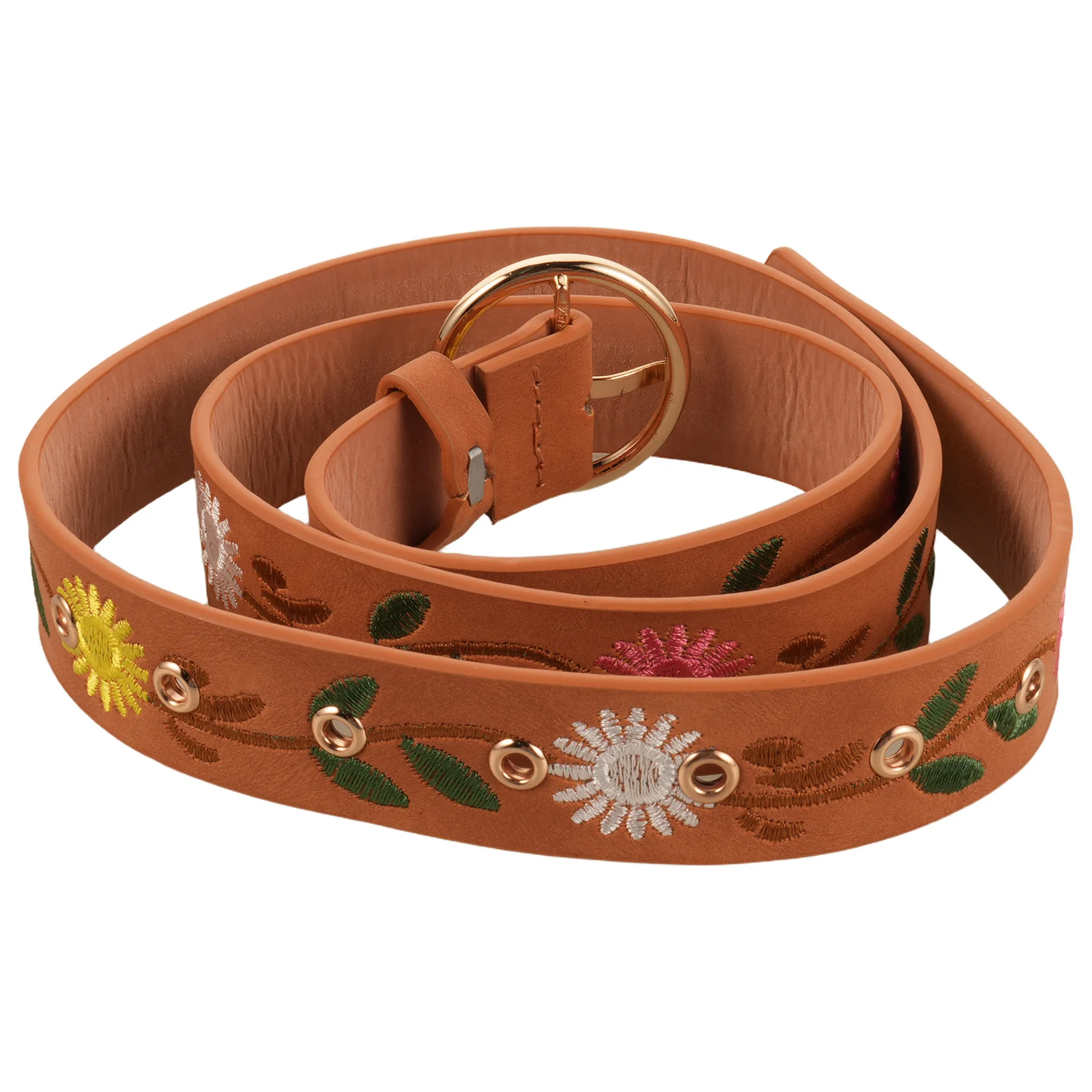 

Embroidered Waist Belt Women Bohemian Style Floral Wide Pu Handmade Vintage Buckle For Dresses Jeans Outfits Accessory