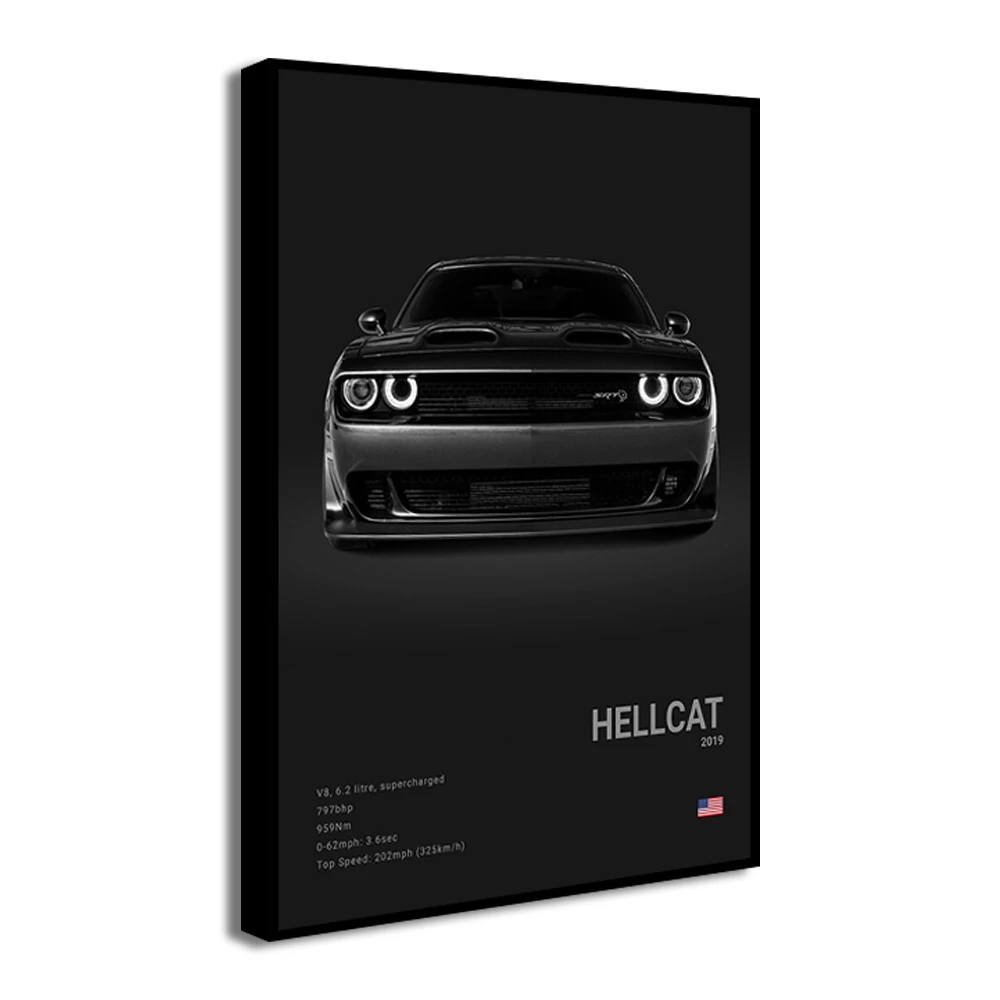 HELLCAT ACR قماش جدار الفن طباعة ملصق شيطان سيارة رياضية الديكور اللوحة الحديثة ديكور المنزل اللوحة سيارة عاشق هدية