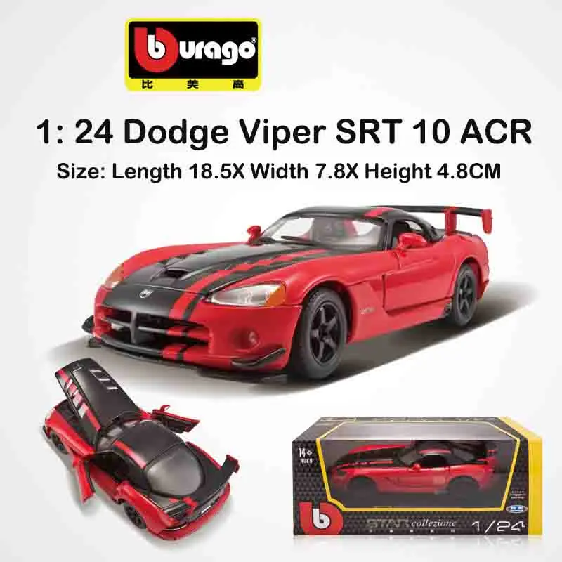 

Bburago 1:24 Dodge Viper Srt10 Srt 10 Acr Speedway Simulation Alloy Car Model Crafts Decoration Collection Toy Tools Gift