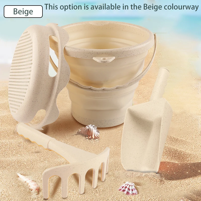 Set di giocattoli da spiaggia 4 pezzi nuovo stile 4 in 1 Secchio pieghevole, pala e rastrelloPioli da trasportare e catturare i giocattoli del secchio marino.2025