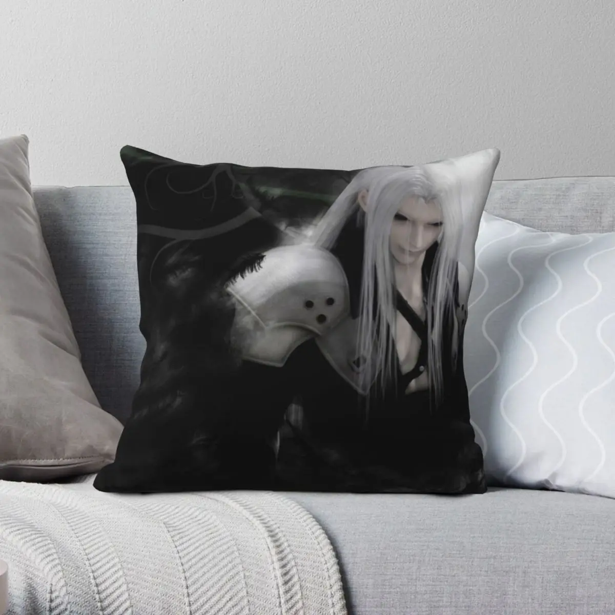 Final Fantasy Sephiroth Square Pillowcase Polyester Linen Velvet Printed Zip Decor Pillow Case Car Cushion Case