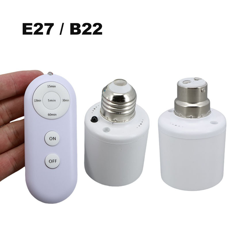  E27 or B22 Remote Control Light Bulb Base Socket Smart Timer Switch Wireless 8m Lamp Holder AC 110V 220V ON Off M20 