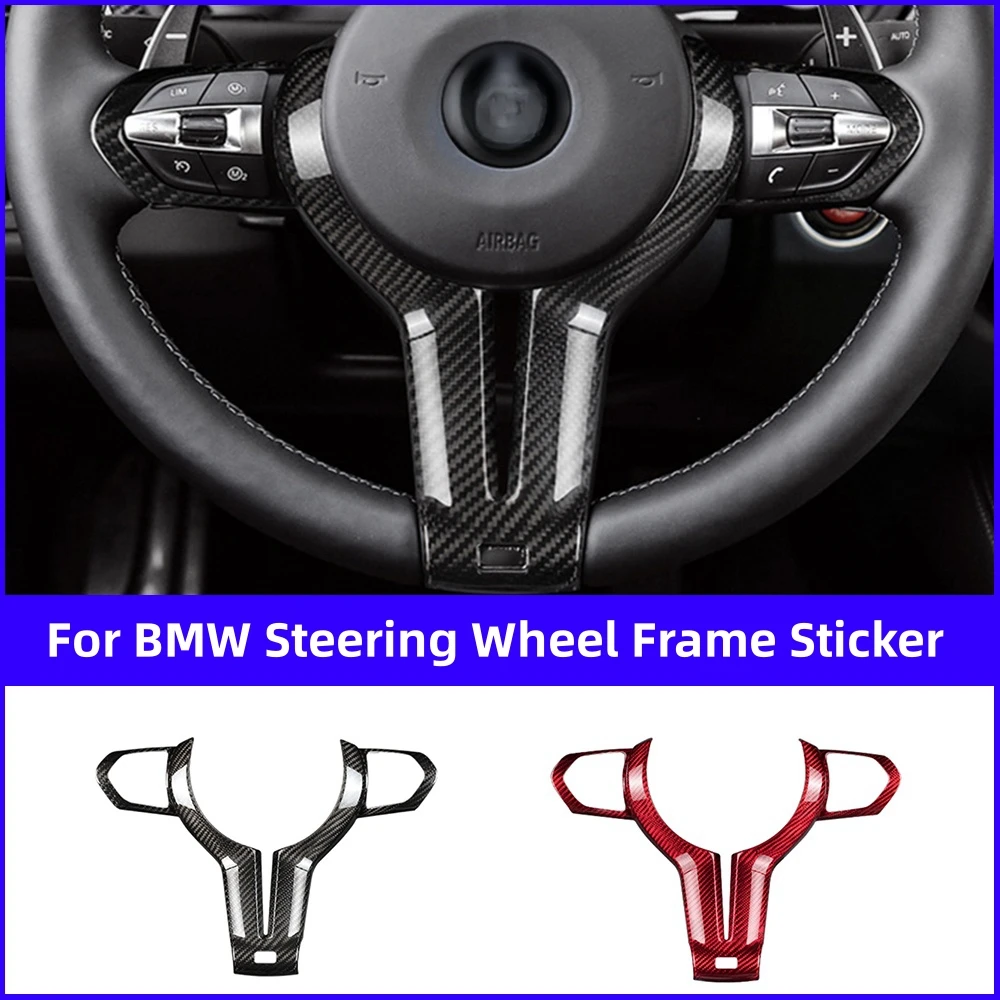 

For BMW Real Carbon Fiber Steering Wheel Trim Frame Sticker for BMW M Series 2013 2014 2015 2016 2017 2018