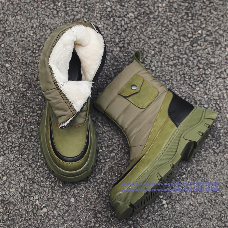 

Thick-Soled Snow Boots Winter Side-Zipper Cold-Proof Warm Casual Shoes Fur Height-Increasing Men's Shoes Trendy Snow Boots