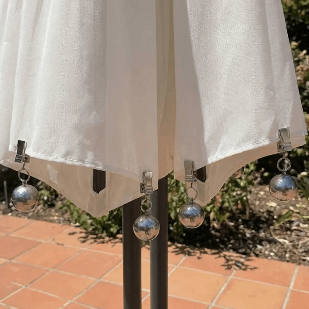 4Pcs Stainless Steel Curtain Weights Clips Heavy Duty Stable Grip Outdoor Curtain Anchors Round Ball Rustproof