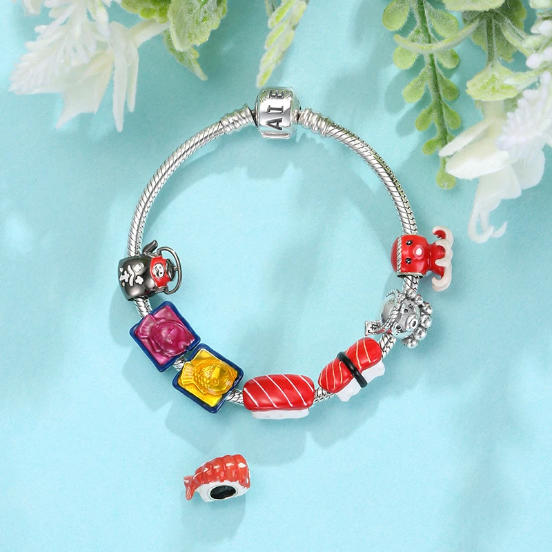 Fashion Rock Music 100% 925 Sterling Silver Circus Dessert Drink Beads Fit Original DIY Charm Bracelet Silver 925 Jewelry Making
