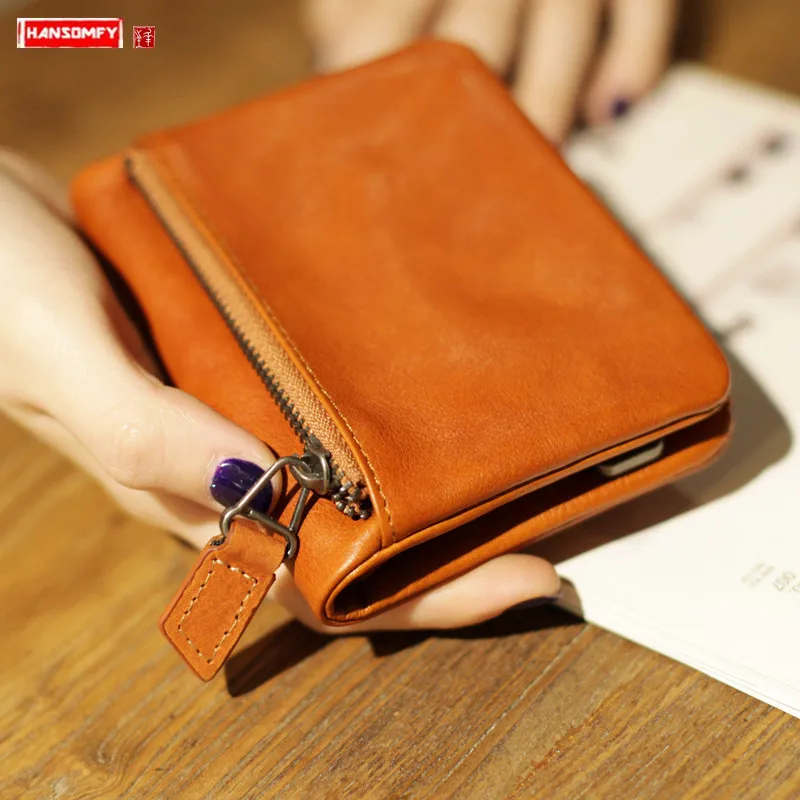 

Women Short Wallet Leather Wallets New Retro Ultra-thin Two Fold Simple 2024 Ladies Driver's License Driving License One Female