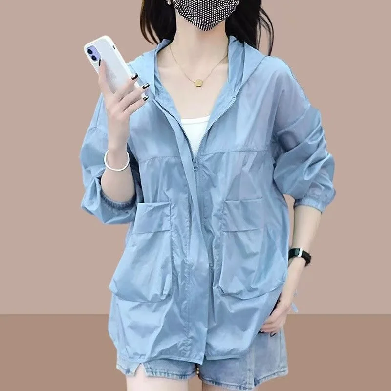 

New 2026 Summer Hooded Thin Coat Spring Oversize Loose Jackets Women Casual Sun Protection Outwear Elegant Chaquetas