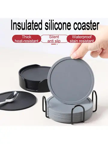 Juego de posavasos de silicona de 10cm, 6 uds., posavasos para bebidas, posavasos para postres, fondo para taza para beber SBD004