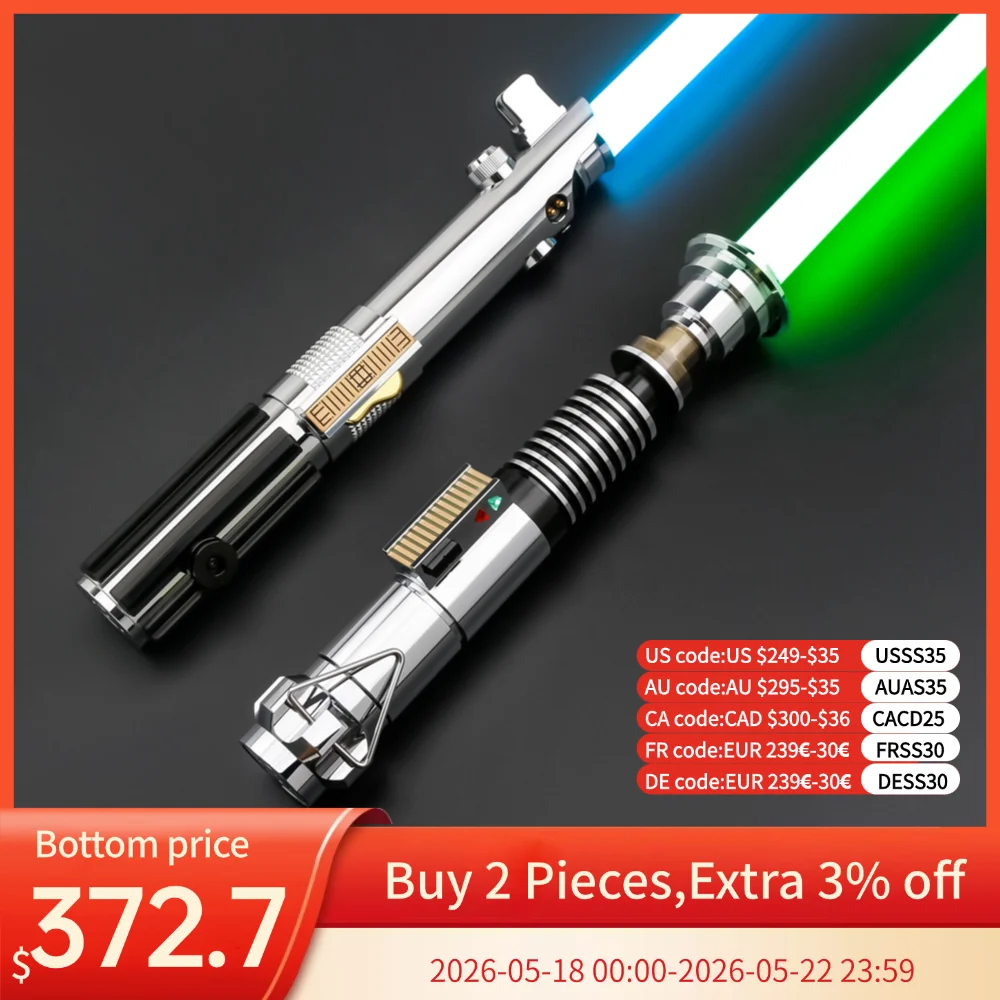 

TXQSABER AnakinEP3 and LukeEP6 2pcs Lightsaber Buy 2 get 1 Free Gifts Jedi Laser Smooth Swing Metal Hilt With Blade Skywalker