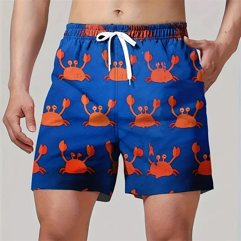 Cartoon Animals Plants 3D Print Short Pants For Men Gradient Palm Tree Pattern Swim Trunks Summer Hawaiian Cool Beach Shorts