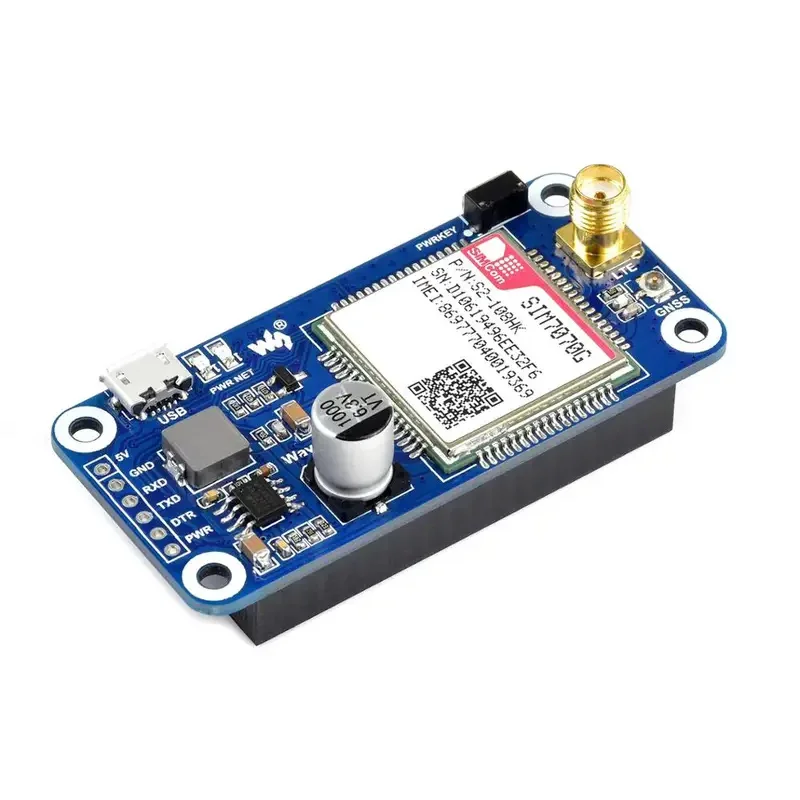 

Шляпа Waveshare SIM7070G NB-IoT / Cat-M / GPRS / GNSS для Raspberry Pi, поддержка глобального диапазона