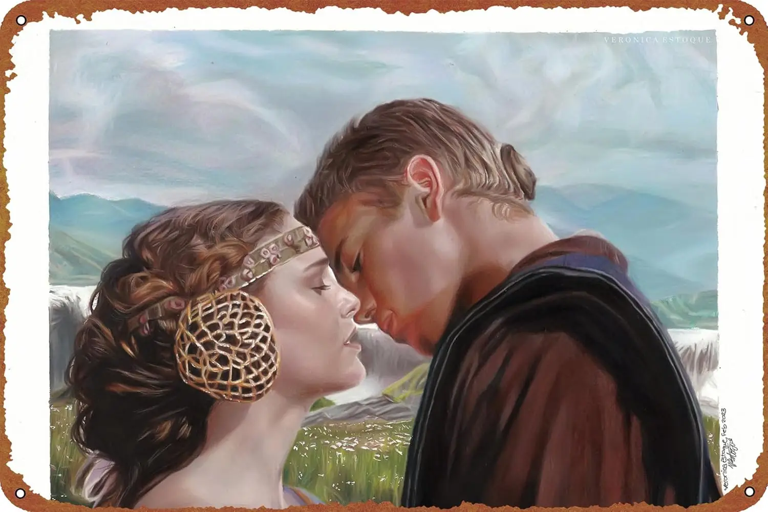 Padme and Anakin - Attack of the Clones Tin Sign Retro Metal Poster Art Wall Home Decor 8x12 Inches