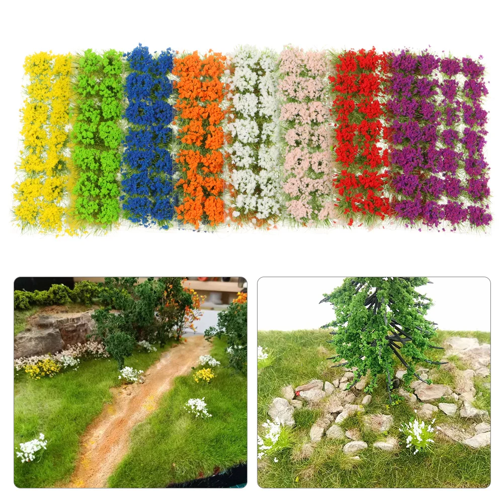 28PCS/Box Model Scene Simulation Terrain Production Flower Cluster Mini Micro Landscape Wild Miniature Grass Game Sandbox