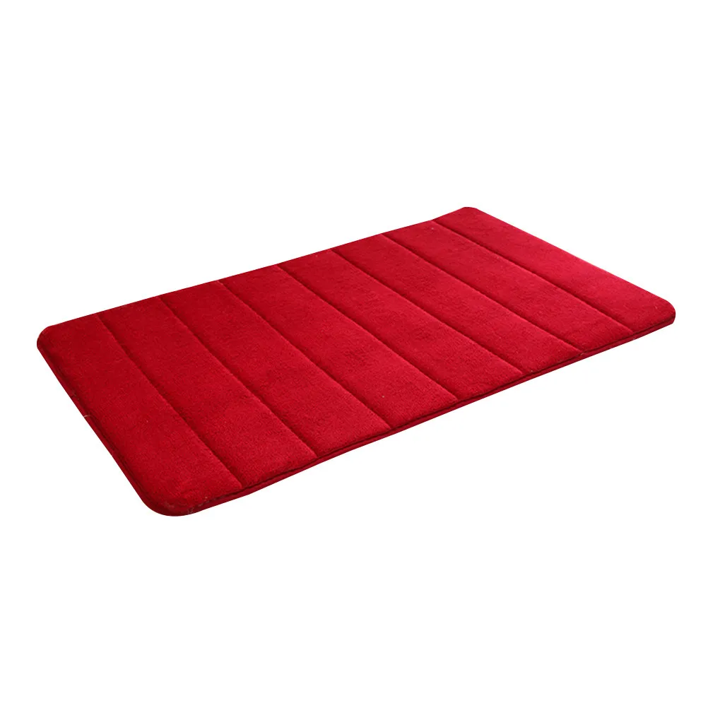 High Density Memory Foam Bath Mat Super Cozy Non-Slip Absorbent Indoor Door Rug for Bathroom Kitchen Living Room Wine Red
