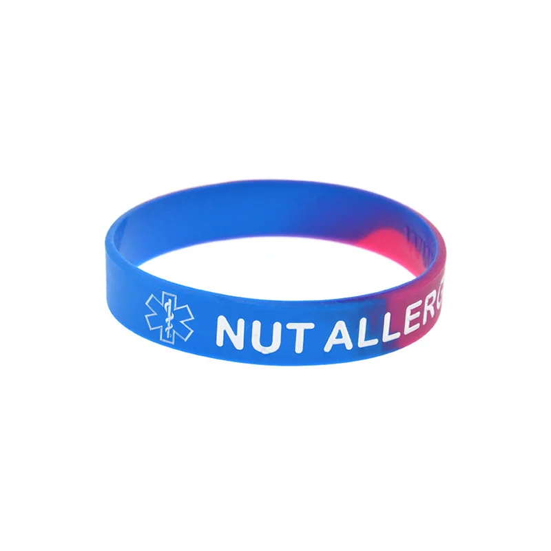 Nut Allergy Medical Alert ID Silicone Bracelets Subsection Color Adult Size 5 Pcs