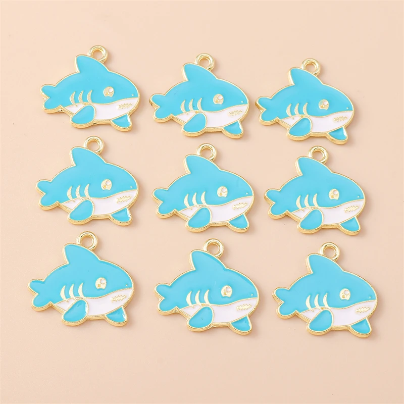 20 Stück 20 x 18 mm Cartoon-Emaille-Tierhai-Charms-Anhänger für Schmuckherstellung, Halsketten, Ohrringe, Armbänder, DIY-Bastelzubehör – Detail 2