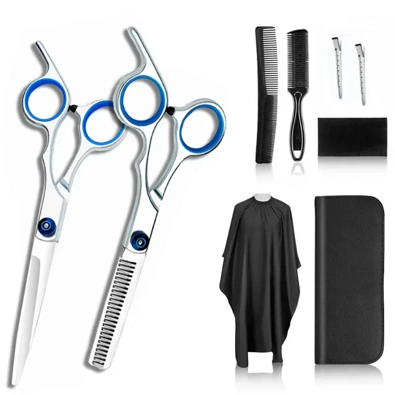 Hair Cutting Scissors and Thinning Shears Set Professional Haircut Scissors Kit Indoor Hairdressing Set with Comb Clip Cape and