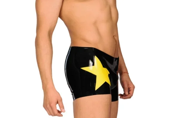 

Маскарадная вечеринка Фетиш 100% латексная резина Schwarz Niedrige Taille BoxerShorts Брюки Unterhose 0,4 мм S-XXL