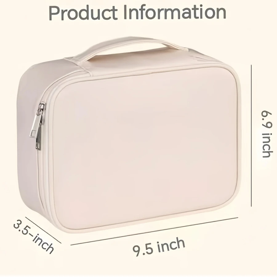 Waterproof portable makeup bag, large-capacity travel cosmetic organizer, women's toiletry and makeup bag with handle and compartments.