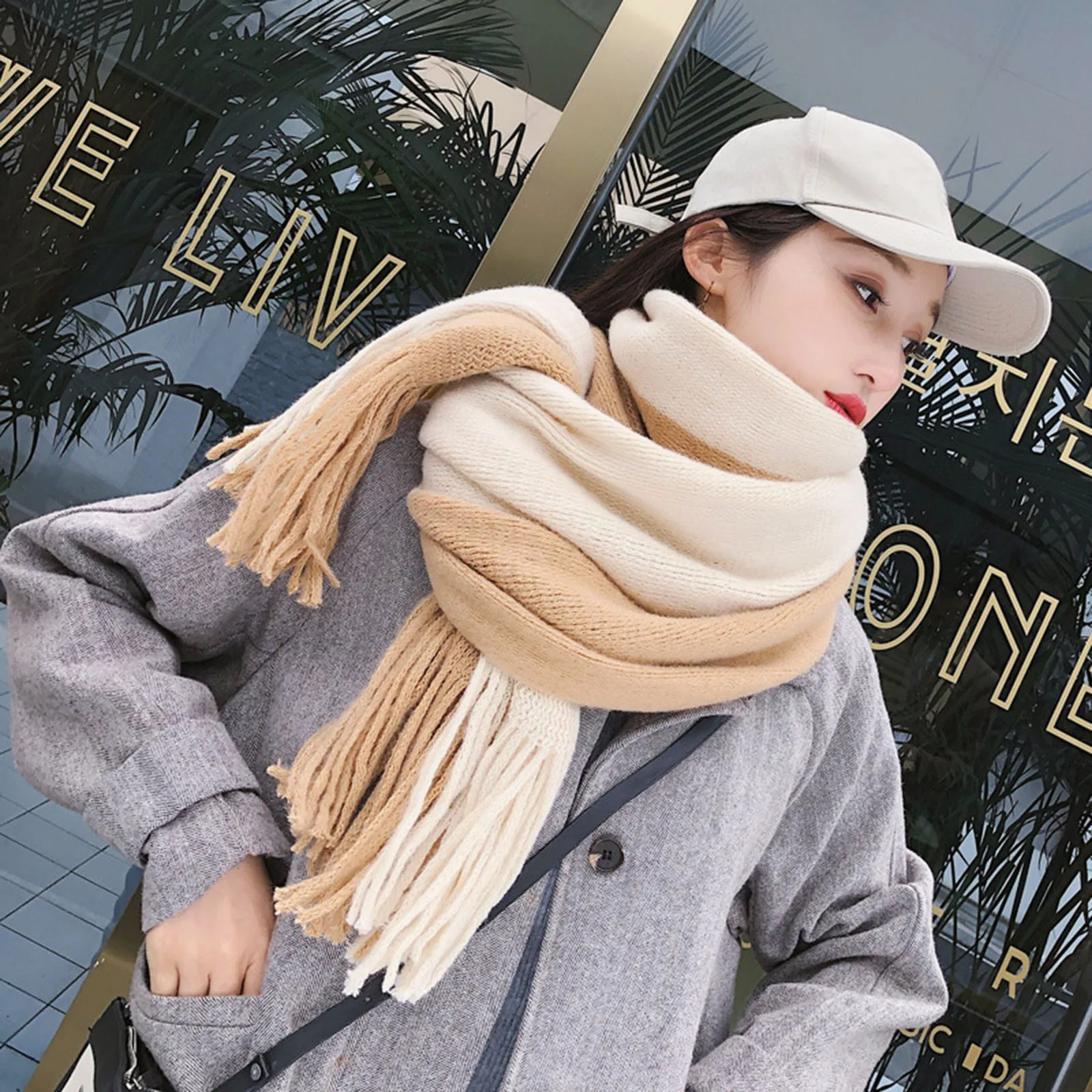 2024 Solid Thick Cashmere Scarf for Women Large Wool Blanket Pashmina Winter Warm Shawl Wraps Bufanda Female With Tassel Scarves